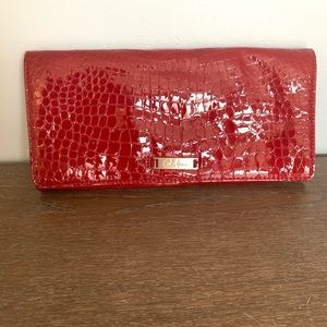 Cole Haan Red patent leather-stamped croc, clutch!